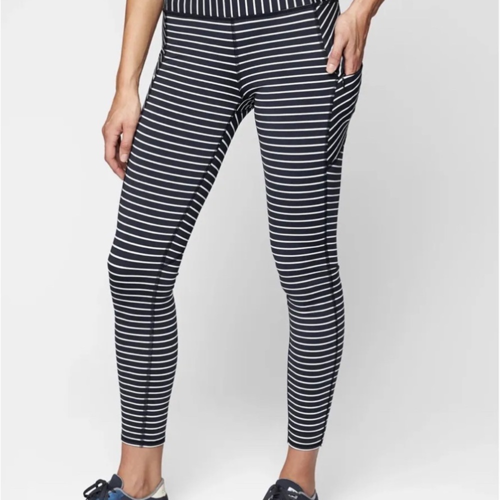 Navy White Striped Powerlift Contender 7/8 Leggings